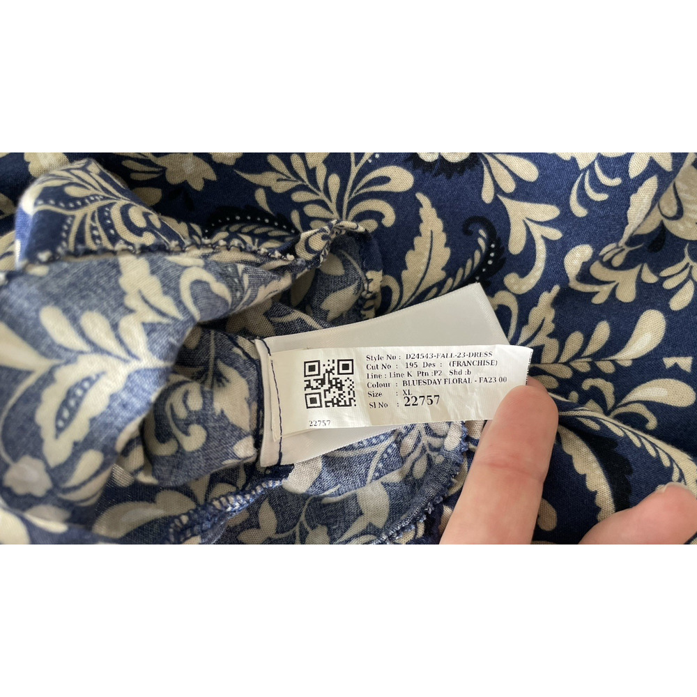 Old Navy Tiered Swing Dress Floral Ruffle Peasant Cottagecore Blue Womens XL - Picture 15 of 16